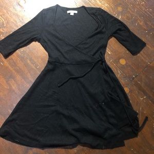 Adam Levine Black Ribbed Wrap dress size L